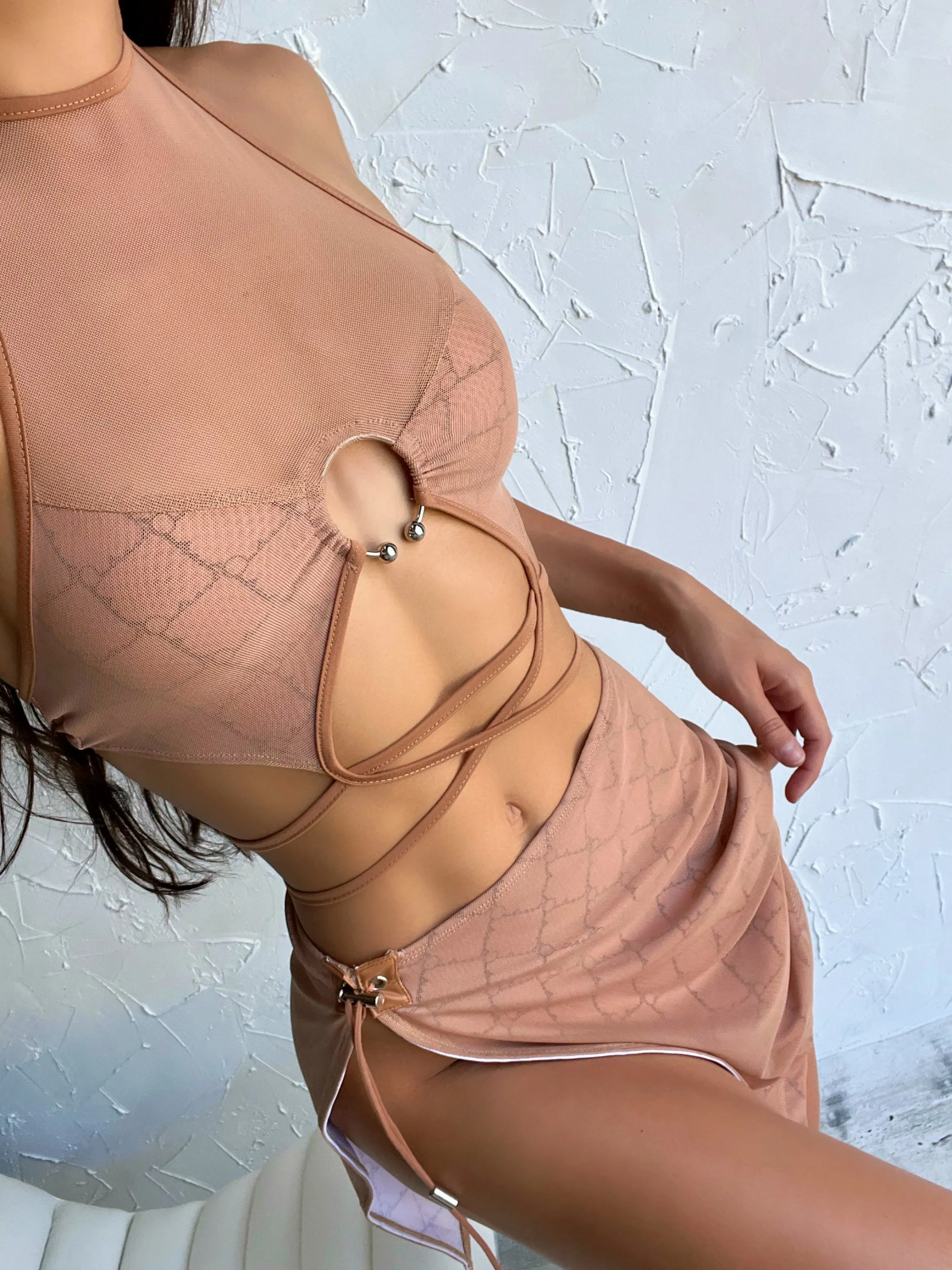 MAYHEM MINI SKIRT TAN - OUTCAST EXCLUSIVES sold by Outcast Clothing