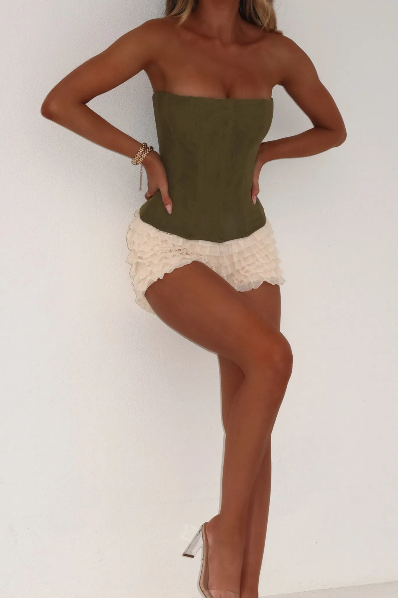 SOLA MESH CORSET TOP KHAKI sold by Outcast Clothing product image thumbnail 3