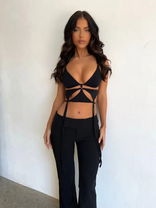 LYRA CROP TOP BLACK sold by Outcast Clothing