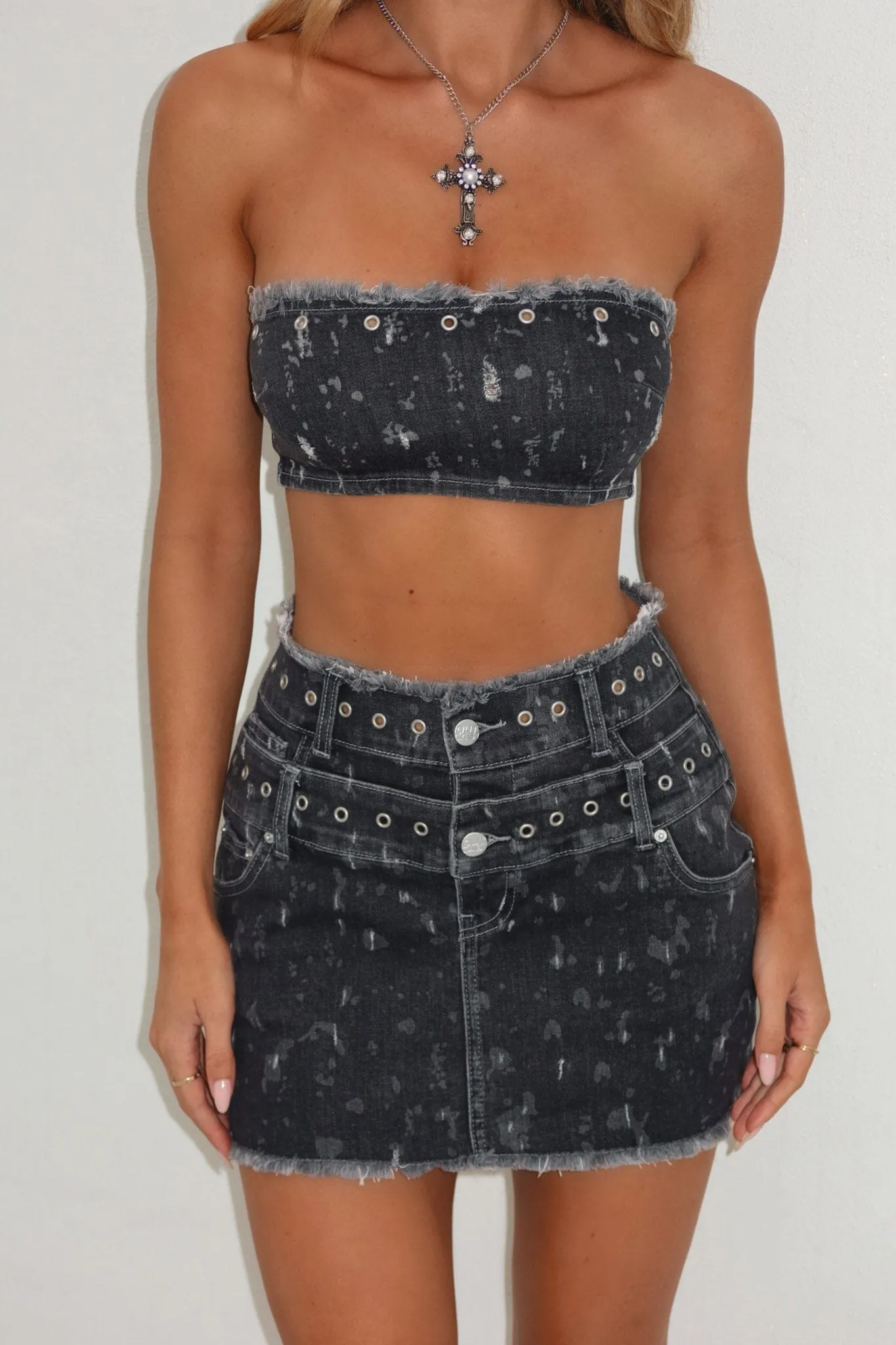 STARLYNN MINI SKIRT BLACK WASH sold by Outcast Clothing product image thumbnail 4