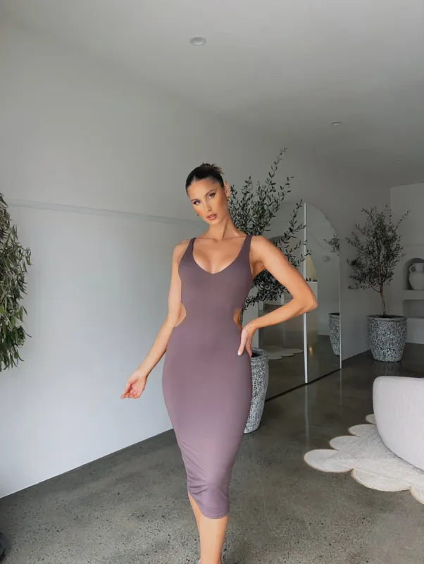 POPPY MIDI DRESS MOCHA - OUTCAST EXCLUSIVES sold by Outcast Clothing