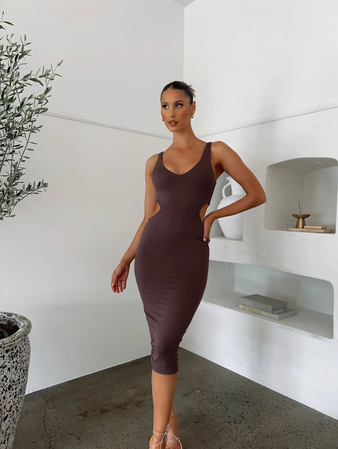 POPPY MIDI DRESS MOCHA - OUTCAST EXCLUSIVES sold by Outcast Clothing product image thumbnail 2