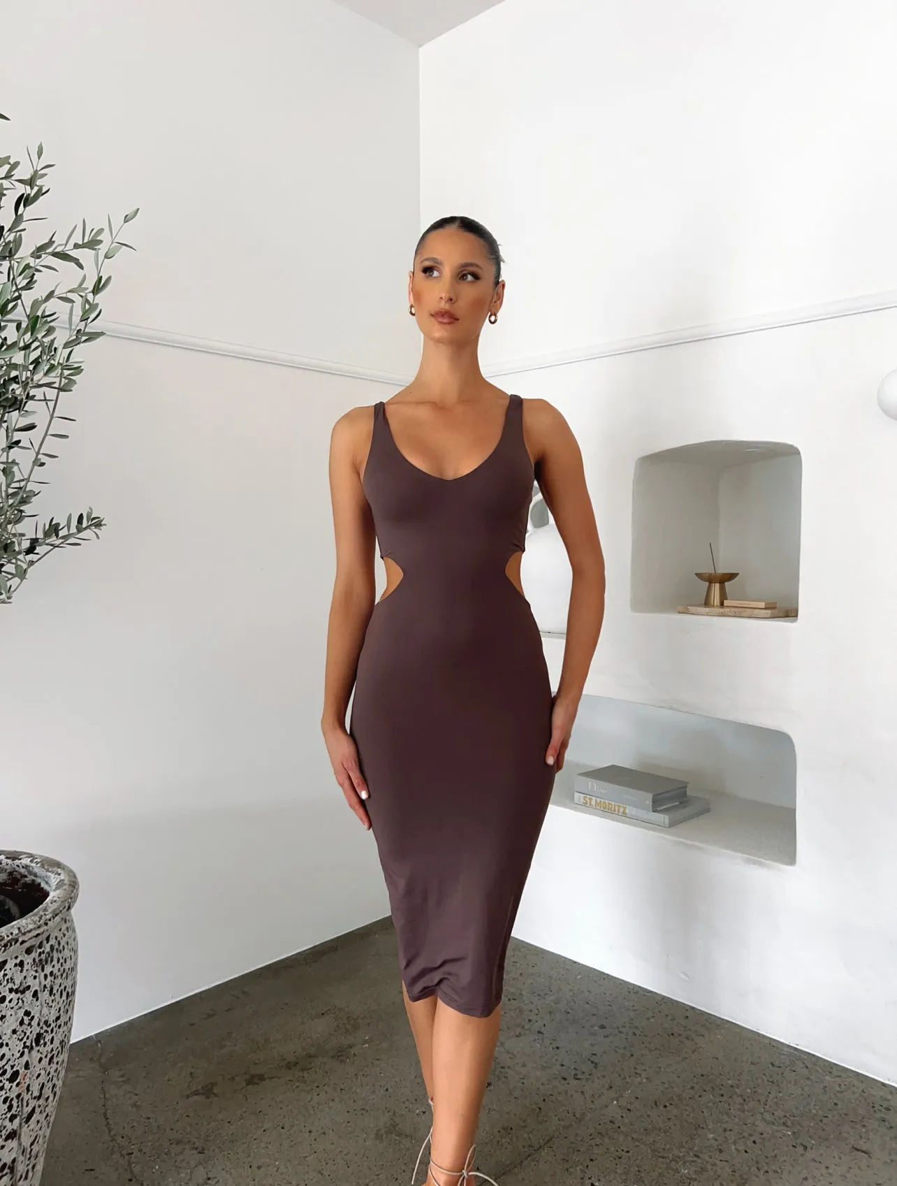 POPPY MIDI DRESS MOCHA - OUTCAST EXCLUSIVES sold by Outcast Clothing product image thumbnail 3