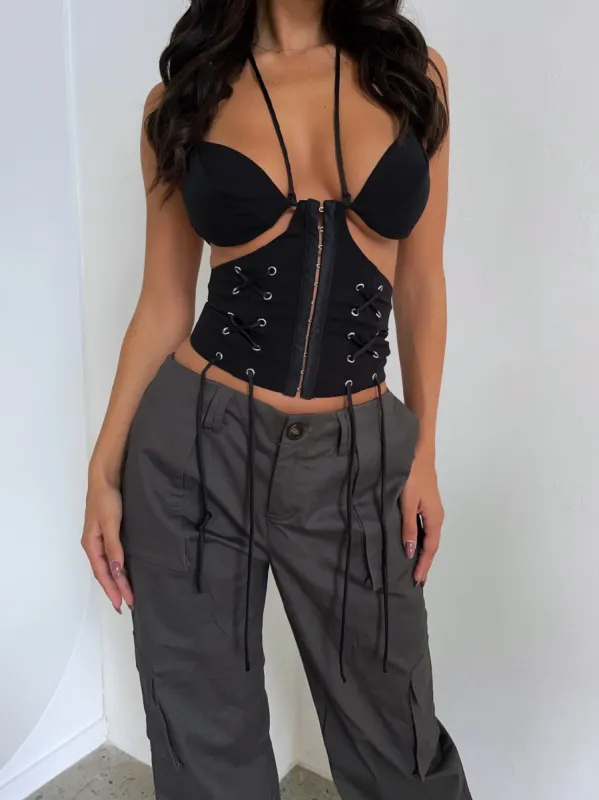 ALANI CROP TOP BLACK - OUTCAST EXCLUSIVES sold by Outcast Clothing