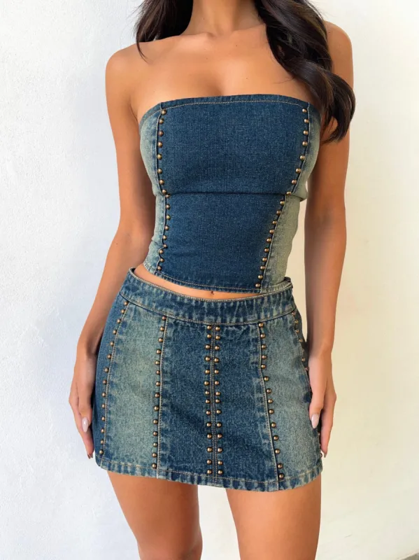 JAYLA DENIM CROP TOP - OUTCAST EXCLUSIVES sold by Outcast Clothing