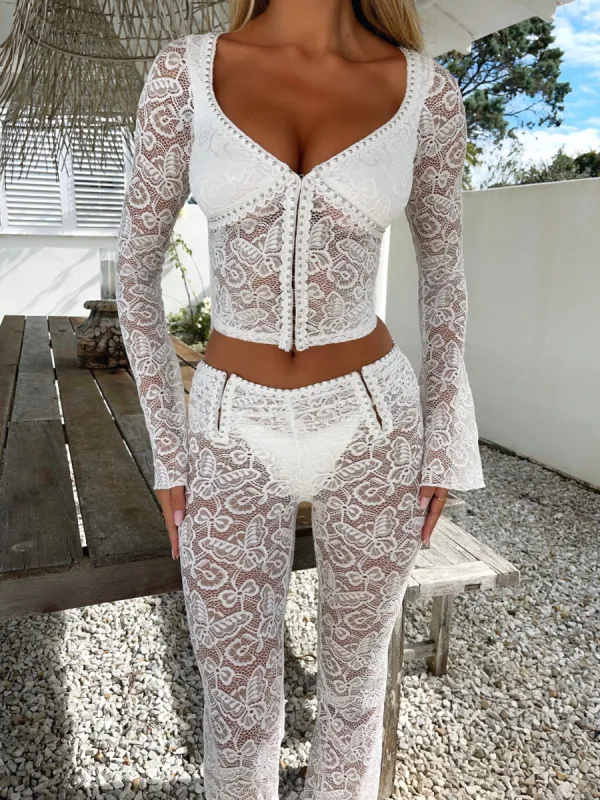 ELENA LONG SLEEVE TOP WHITE sold by Outcast Clothing