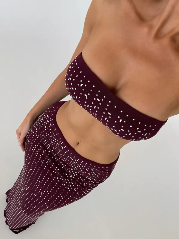 CHARLENE BANDEAU TOP WINE sold by Outcast Clothing
