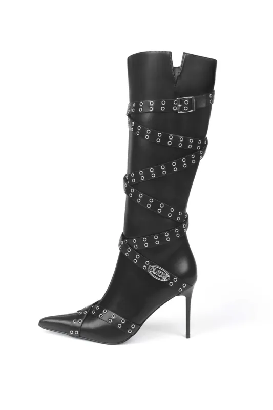 ZANETA PU BOOTS BLACK sold by Outcast Clothing