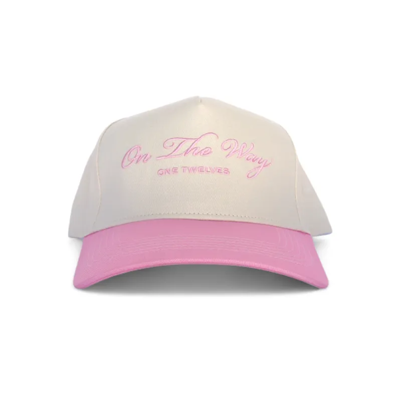 Grapefruit Pink “On The Way” Canvas Trucker Hat sold by One Twelves