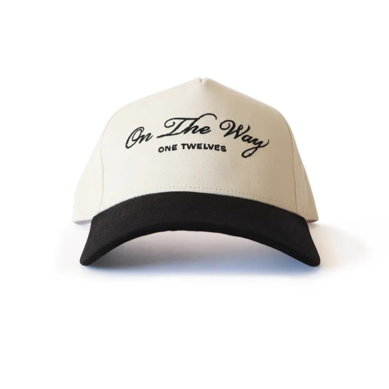 Black “On The Way” Canvas Trucker Hat sold by One Twelves