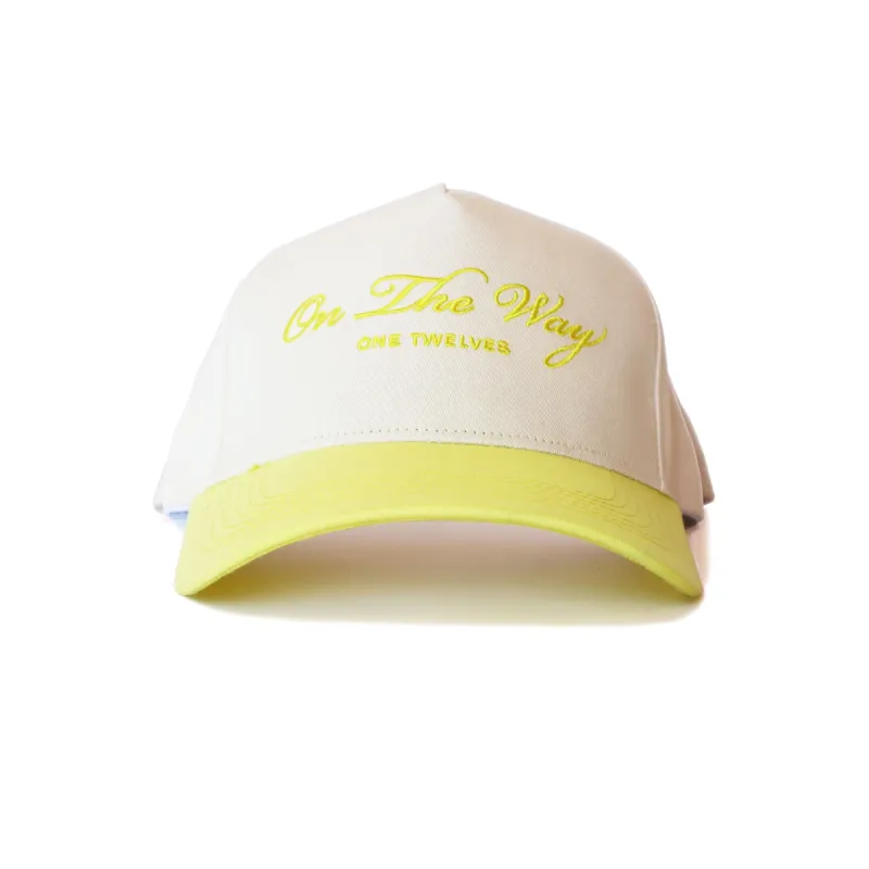 Lemon Yellow “On The Way” Canvas Trucker Hat sold by One Twelves