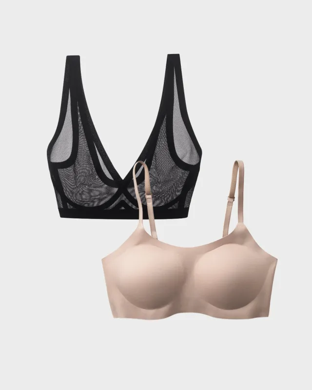 Bralette Bundle Black Sheer and Nude sold by EBY