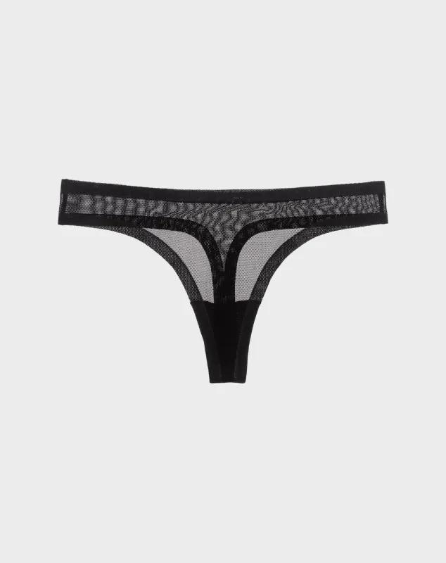 Black Mesh Thong sold by EBY