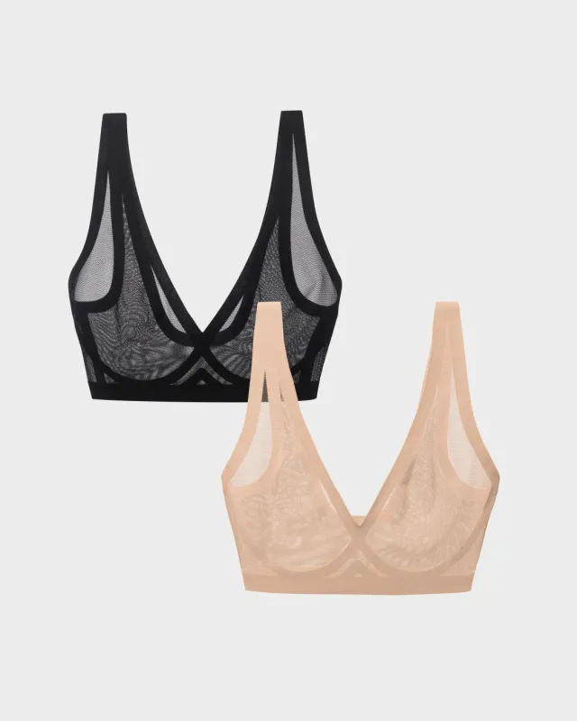 Nude and Black Sheer Bralette Bundle sold by EBY