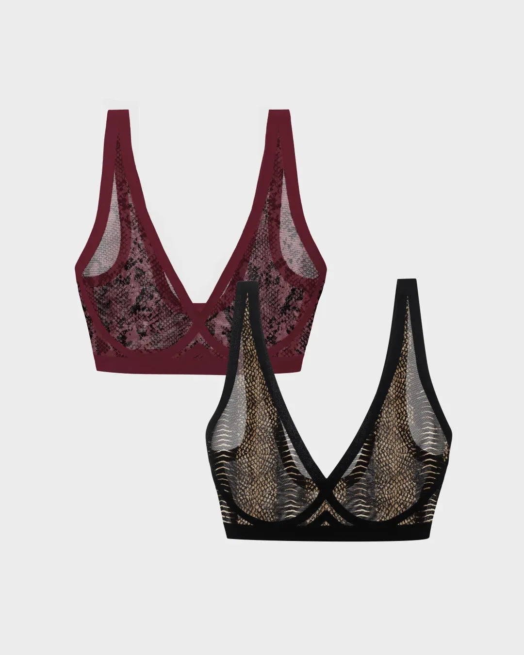 Killer Skin and Bordeaux Snake Sheer Bralette Bundle sold by EBY