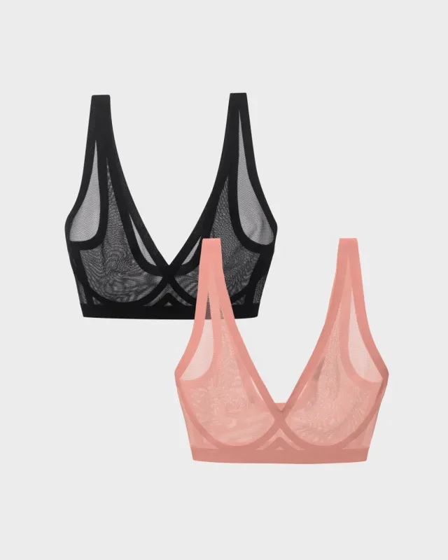 Dusty Rose & Black Sheer Bralette Bundle made by EBY