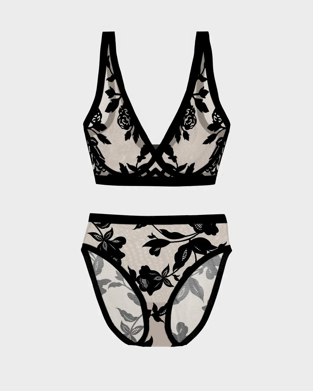 Madam Noir Sheer Bralette and High-Cut Set sold by EBY