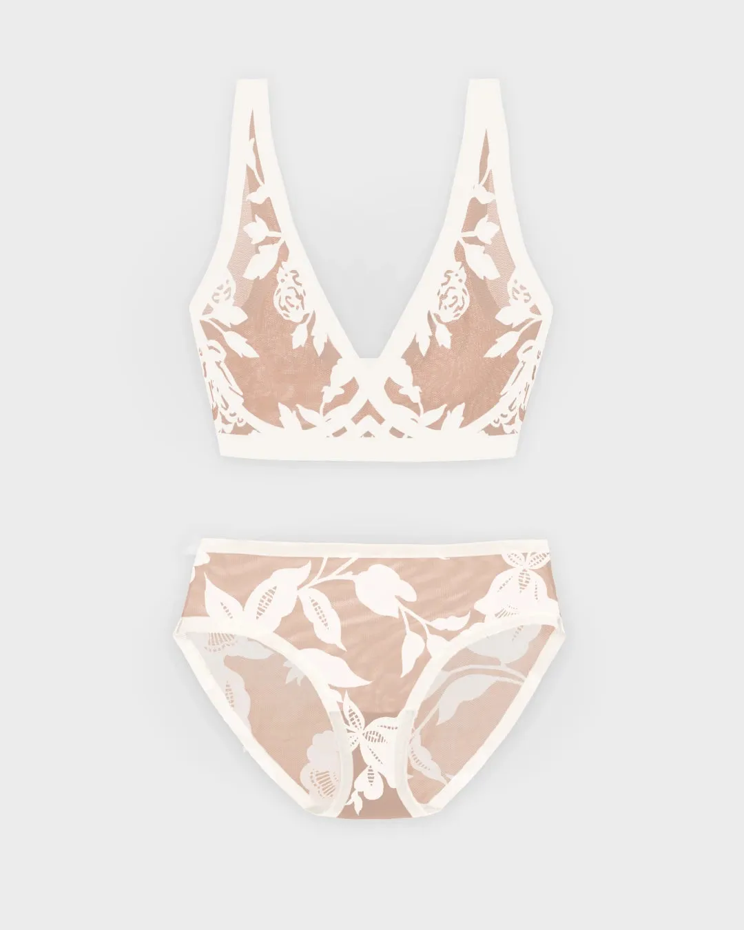 Madam Lux Sheer Bralette and Brief Set sold by EBY
