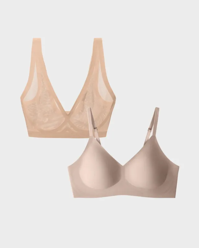 Champagne Sheer Bralette and Nude Relief Bra Bundle made by EBY