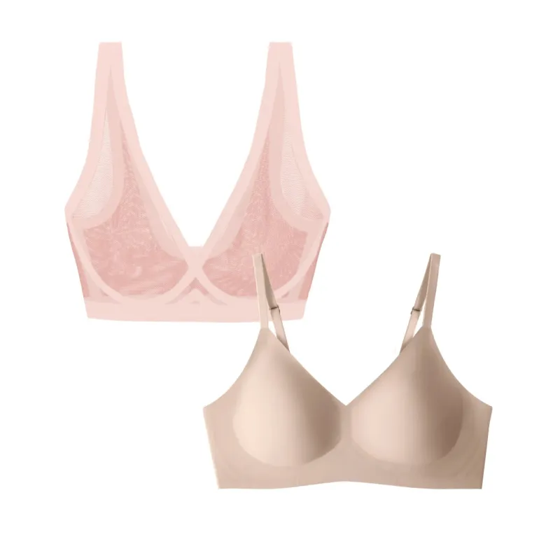 Murex Shell Sheer Bralette and Nude Relief Bra Bundle made by EBY