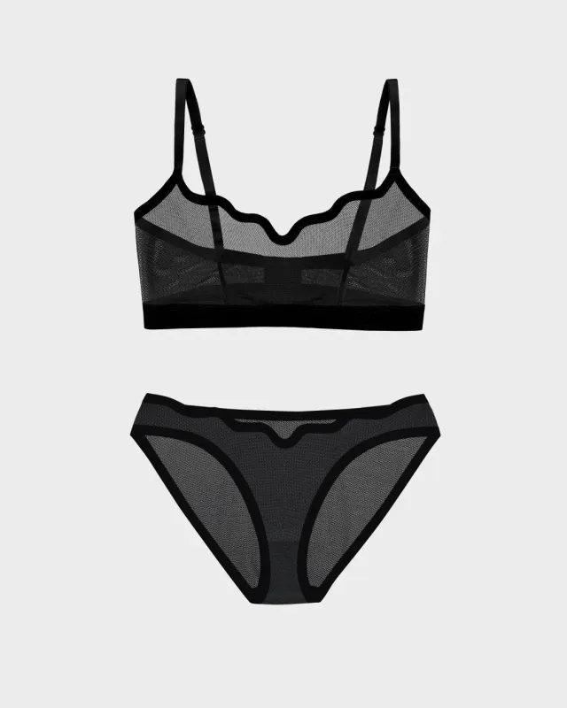 Lucy Bra Black Truffle and Sheer Bikini Black Truffle made by EBY