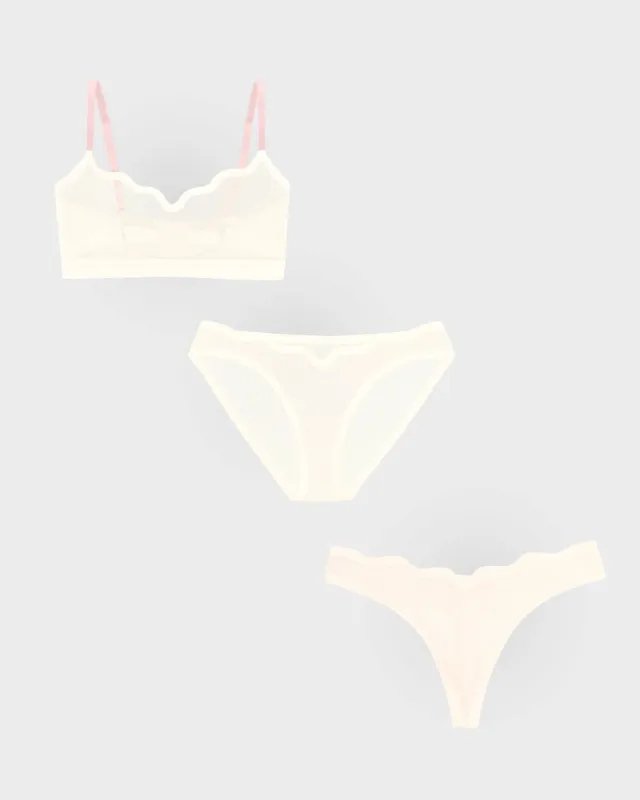 Lucy Bra Marshmallow, Bikini, and Thong made by EBY