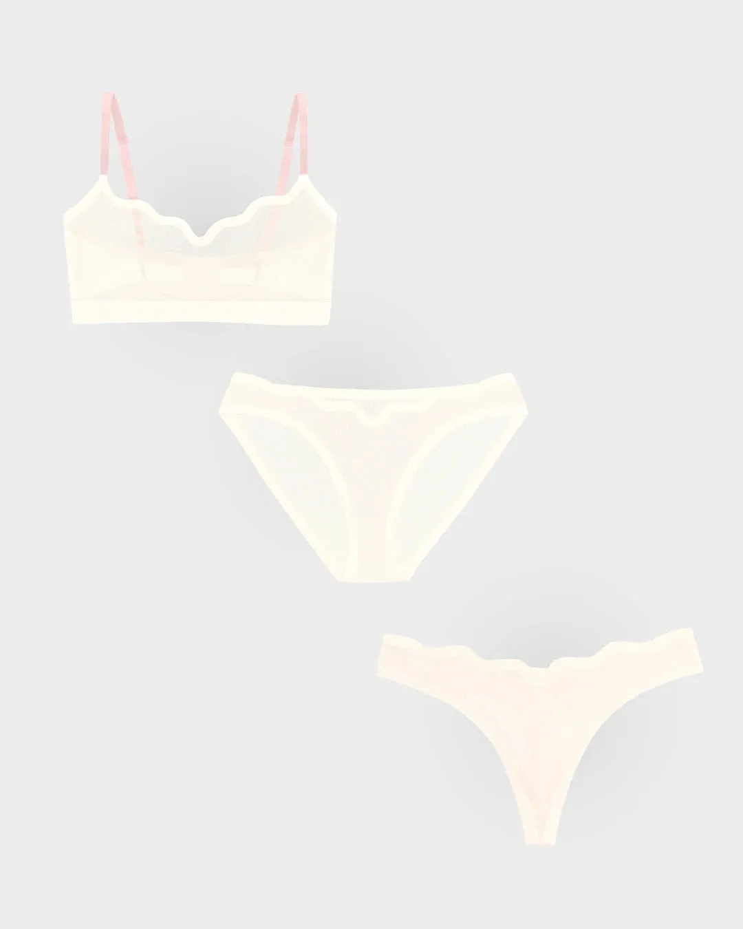Lucy Bra Marshmallow, Bikini, and Thong sold by EBY