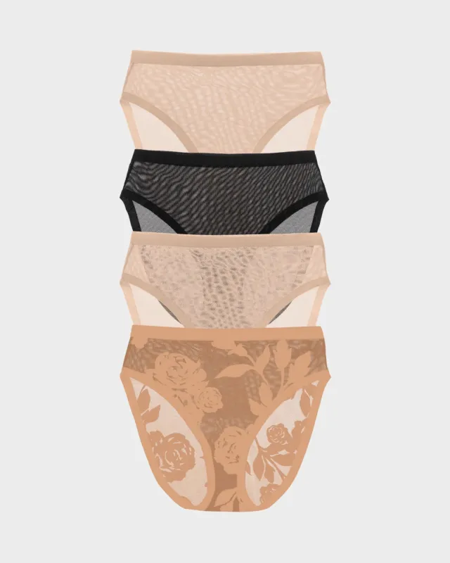 Madam Jolie, Black, Champagne Sheer High Cut Quartet made by EBY