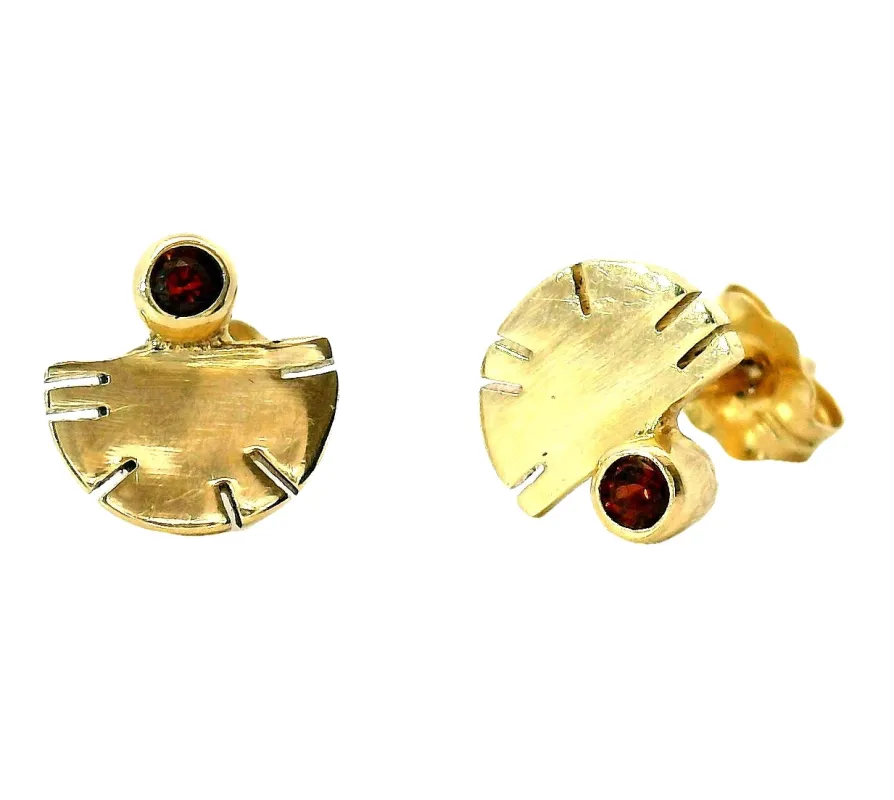 The Aquilla Studs - Red Orange California Sessartine sold by Late Sunday Afternoon