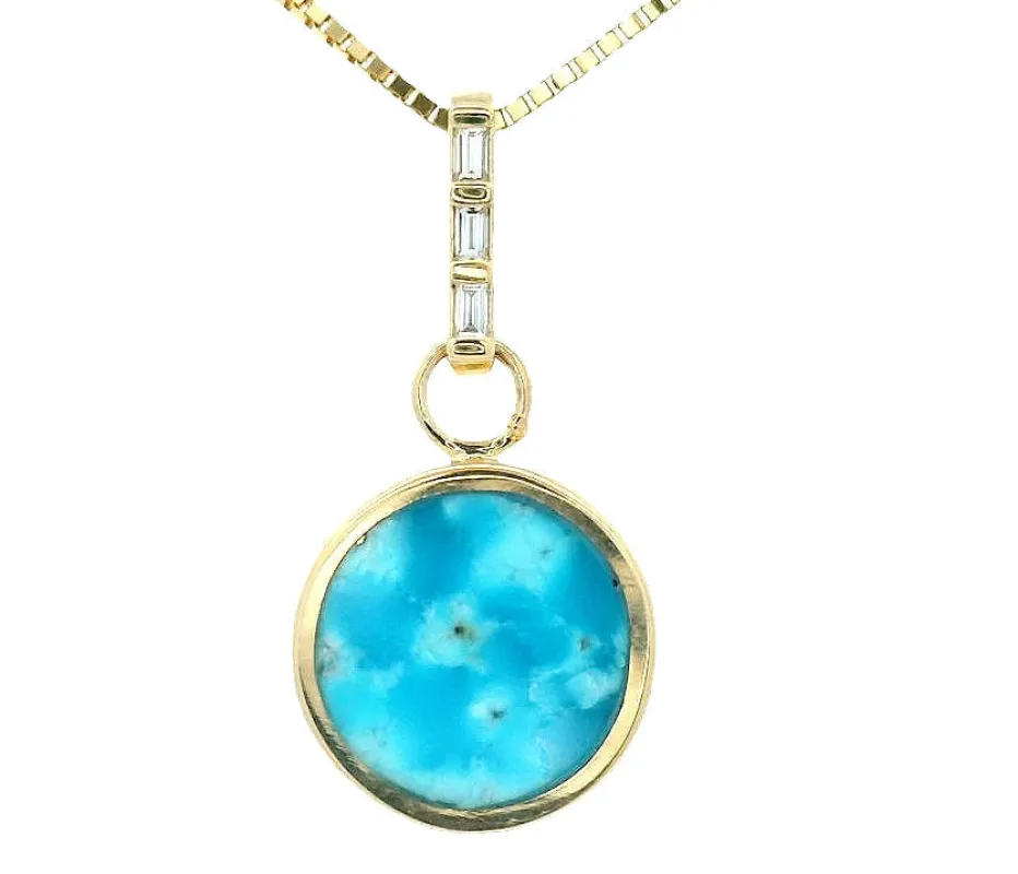 Small Reversible Pendant - Turquoise & Black Jade sold by Late Sunday Afternoon