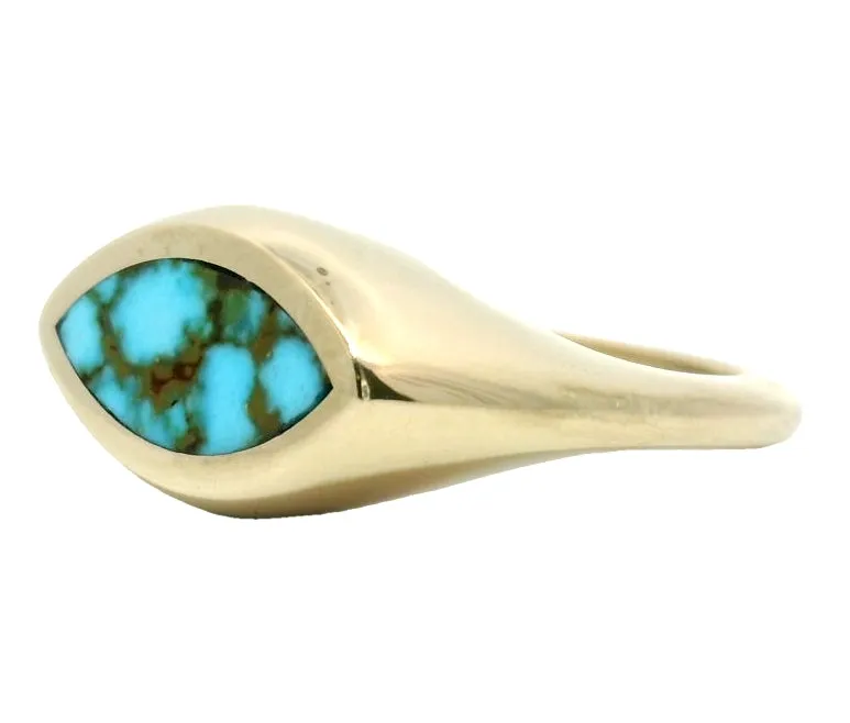 Marquise Signet Ring - Red Web Turquoise sold by Late Sunday Afternoon product image thumbnail 2