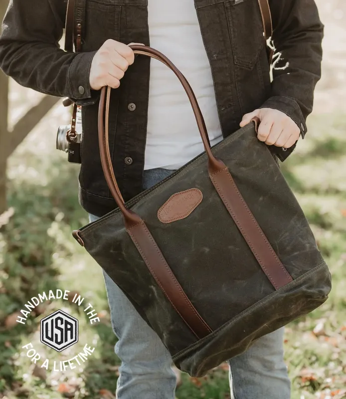 Voyager Waxed Canvas Tote - USA Made sold by Late Sunday Afternoon