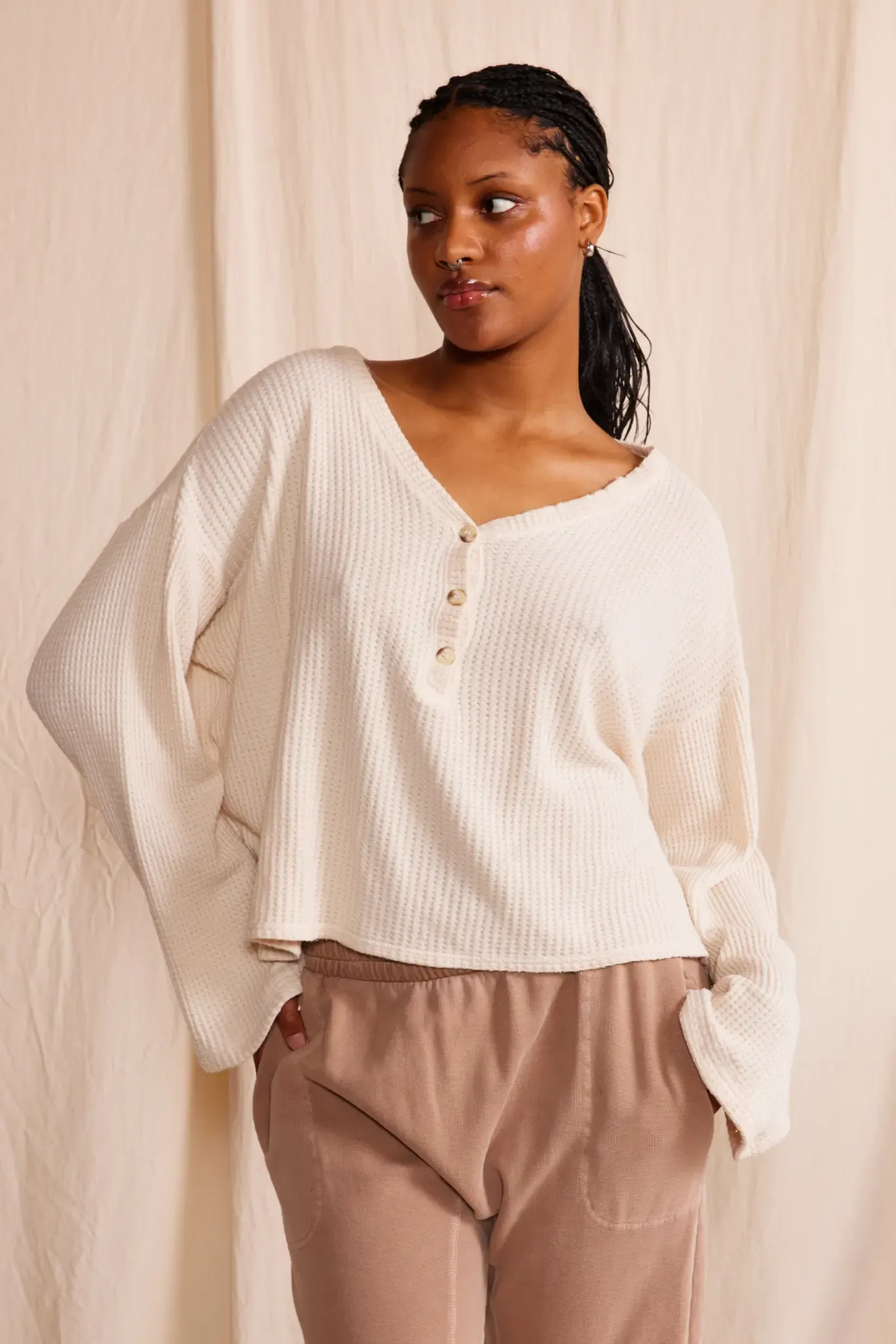 Henley Waffle Top sold by Late Sunday Afternoon product image thumbnail 2