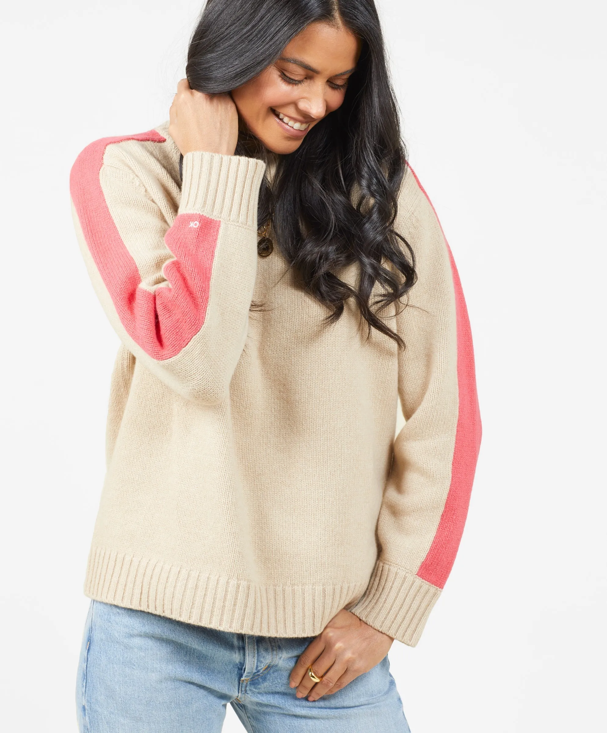 Archer Cashmere Crew with Stripe - Outerworn sold by Outerknown