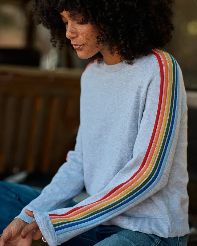 Halcyon Sweater Heather Grey Rainbow Stripe - Outerworn sold by Outerknown