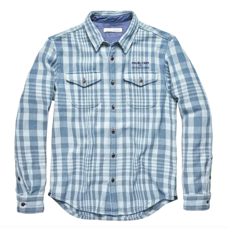Malibu Farms X OK Blanket Shirt Adriatic Lucent Plaid - Outerworn sold by Outerknown