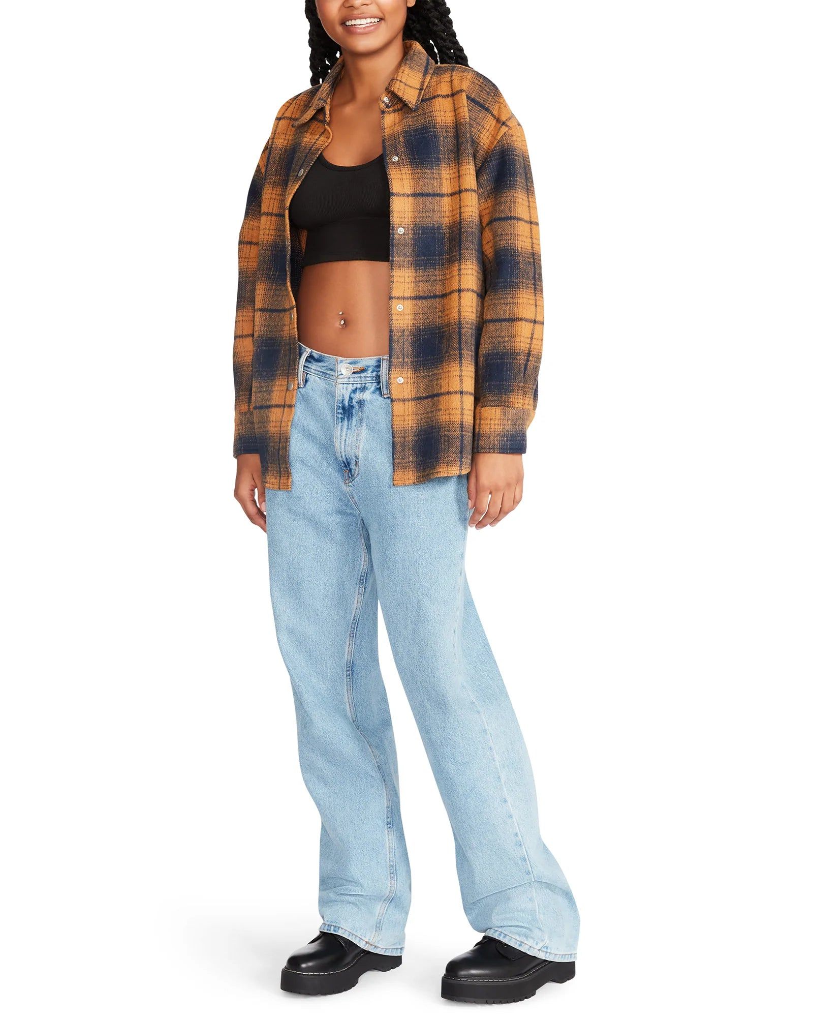 STEVE MADDEN | Sophia Plaid Shacket | Peacoat Navy sold by Trent Severn Supply Co product image thumbnail 3