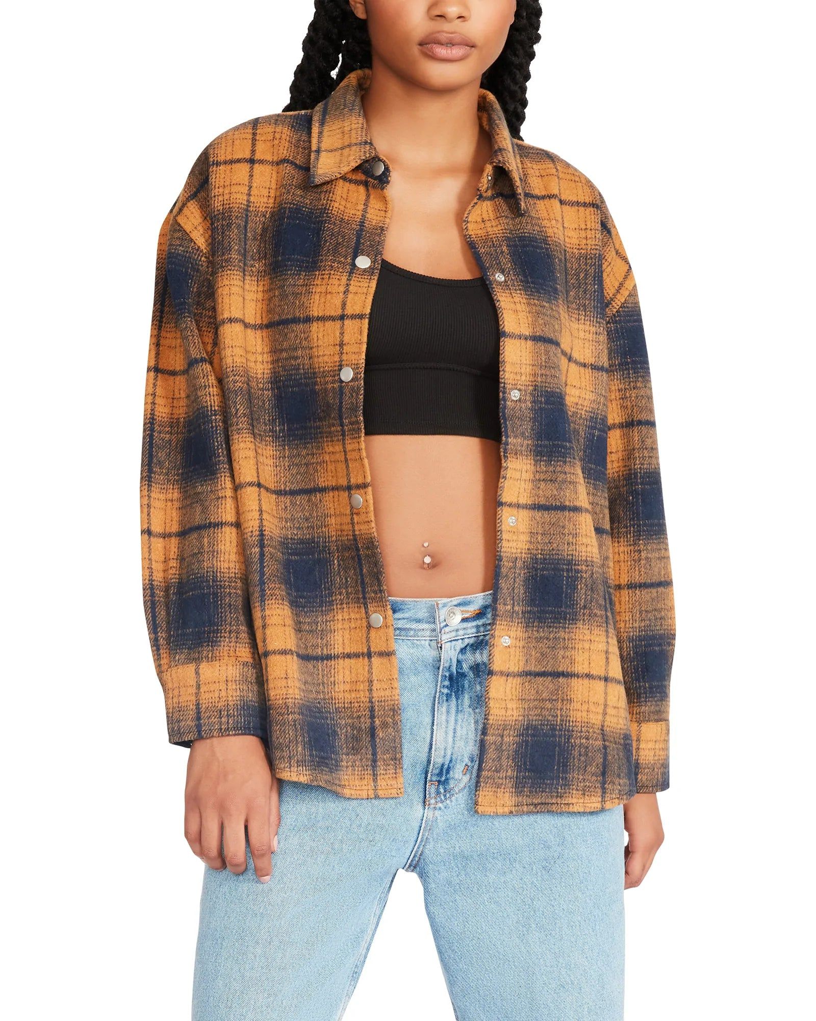 STEVE MADDEN | Sophia Plaid Shacket | Peacoat Navy sold by Trent Severn Supply Co product image thumbnail 4