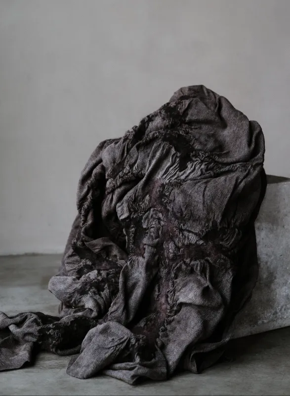 FELTED HAND-WOVEN SILK SCARF - ASH sold by Biek Verstappen