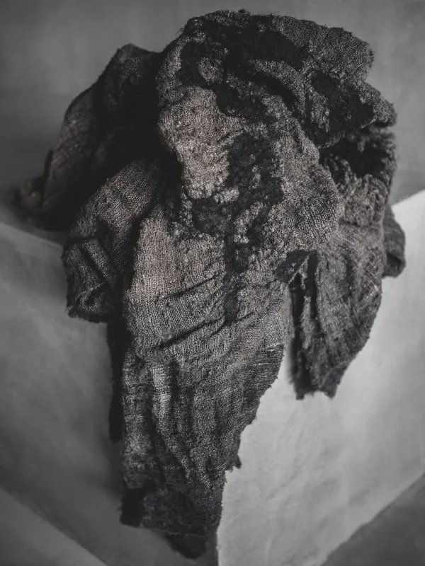 FELTED WILD SILK SCARF - COAL sold by Biek Verstappen