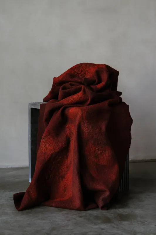FELTED SCARF CASHMERE & WOOL - CHERRY sold by Biek Verstappen