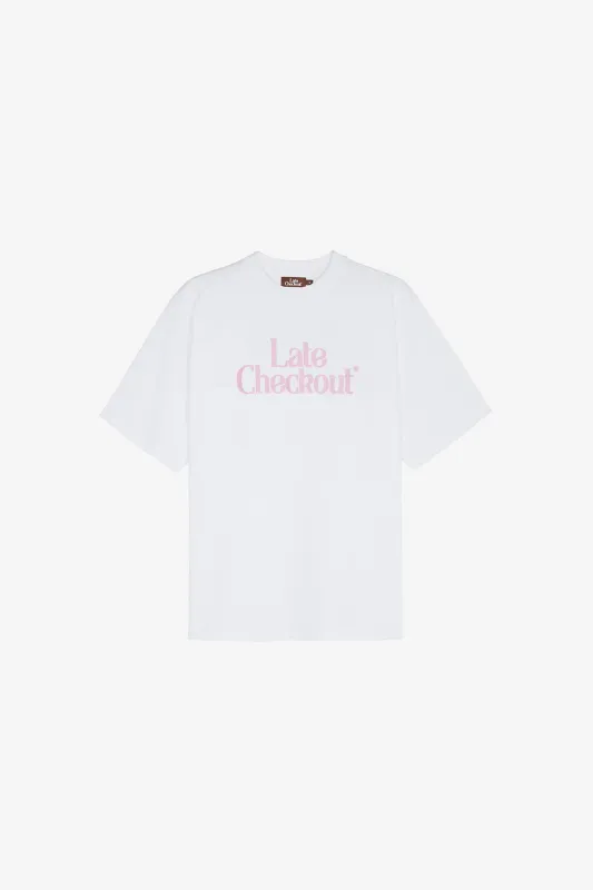 White Pink Logo Tee sold by Late Checkout