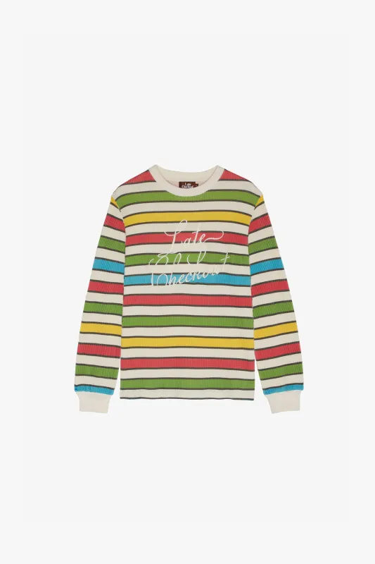 Multicolour Script Waffle L/S Tee sold by Late Checkout