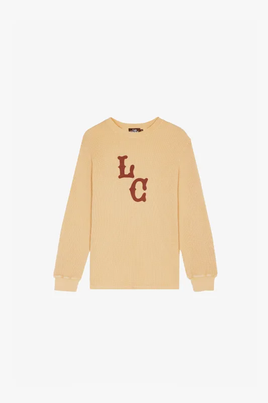 Yellow LC Vintage Waffle L/S Tee sold by Late Checkout