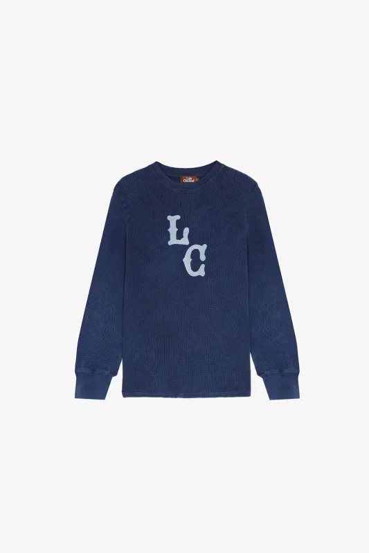 Navy LC Vintage Waffle L/S Tee sold by Late Checkout