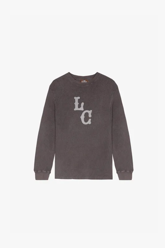 Brown LC Vintage Waffle L/S Tee sold by Late Checkout