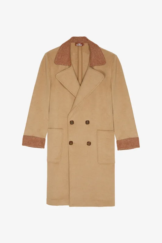 Camel Double-Breasted Coat sold by Late Checkout