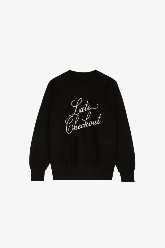 Black/White Script Crewneck Sweatshirt sold by Late Checkout