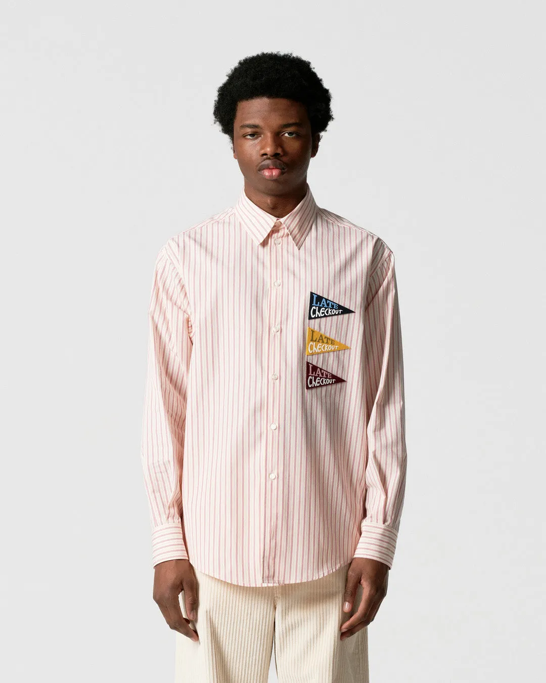 White/Pink Striped Flag Western Shirt sold by Late Checkout product image thumbnail 4