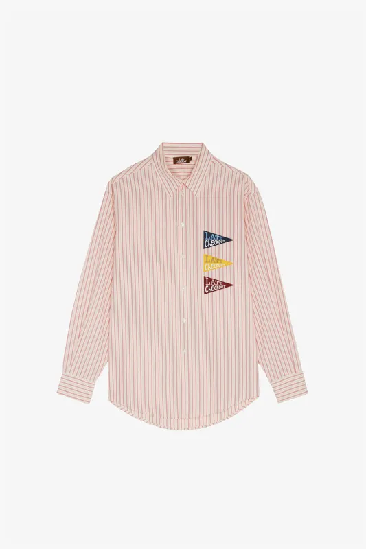 White/Pink Striped Flag Western Shirt made by Late Checkout